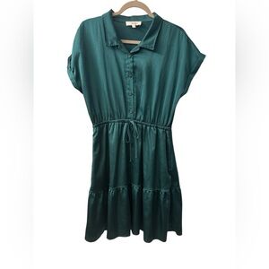 Lucky Brand Green Button-Front Midi Dress